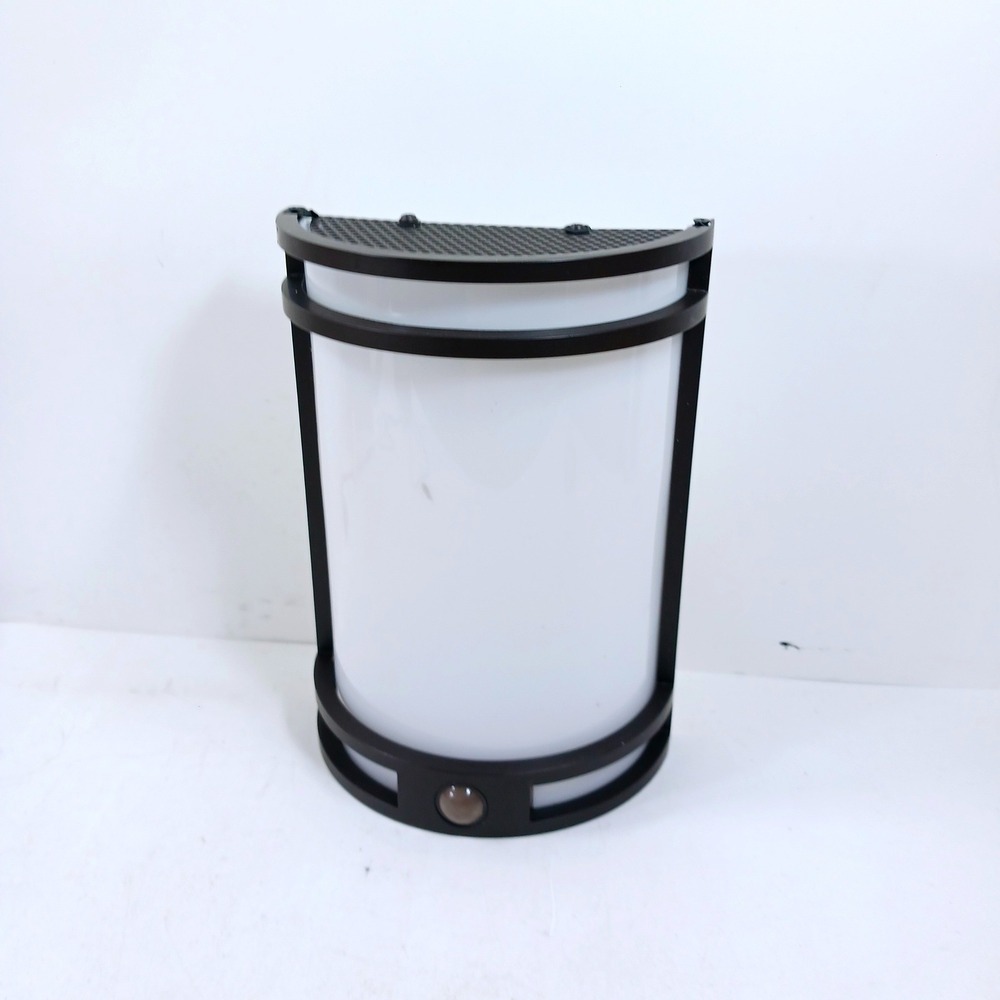 Modern Black Outdoor Wall Sconce Motion Sensor Solar Powered Exterior Light 10"